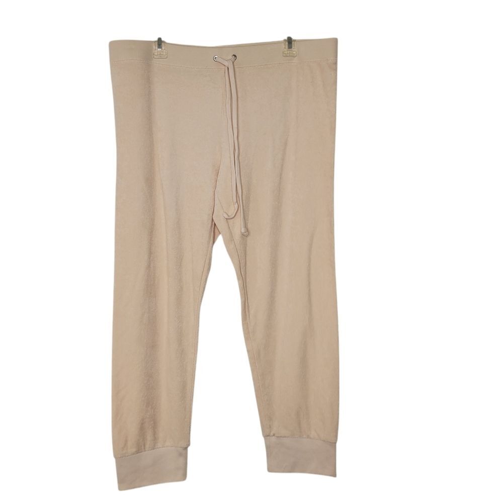 Juicy Couture Size XL Cream Terry Cloth Drawstring Elastic Waistband Joggers